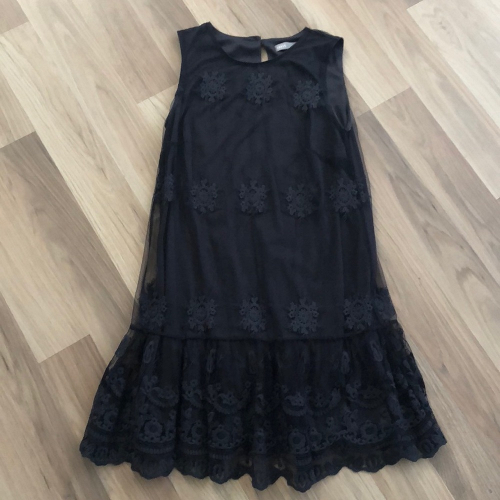 ASOS lace dress gown blue gray embroidered vintage